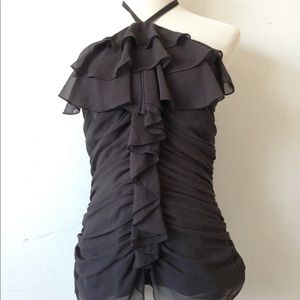 [SOLD] The Limited Halter Top Ruffle Charcoal Grey